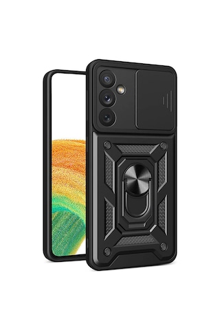 Zore Galaxy Uyumlu A34 Kılıf Magnetik Standlı Kamera Korumalı Sürgülü Vega Kapak - Mavi Mavi