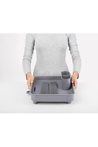 Miss Collection Açılır Kapanır Bulaşıklık Tabaklık, Su Tahliye Oluklu Ve Çatal Bıçak Kurutmalıklı-modern Tasarım Plastik Gri