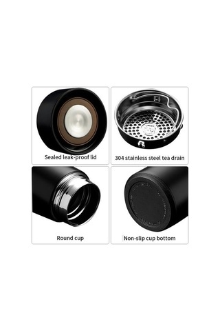 500 Ml Akıllı Su Şişesi Paslanmaz Çelik Termos Fincan Kahve Çay Kupalar Lcd Sıcaklık Ekran Sızdırmaz Spor Vakum Şişeler Su Şişeleri Antrasit - Siyah