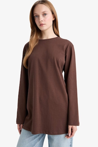 Defacto Regular Fit Bisiklet Yaka Uzun Kollu Tişört Tunik D4897ax25aubn341 Kahve