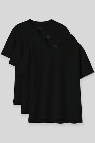 Oversize Fit Basic O Yaka 3lü Paket Siyah Kadın T-shirt 97285 SIYAH