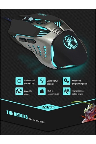 İmıce V5 Usb 7 Düğmeler 4000 Dpı Kablolu Optik Renkli Arka Işık Oyun Faresi Bilgisayar Pc Dizüstü Bilgisayar İçin Beyaz Diğer