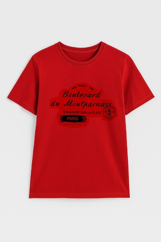 Erkek Bisiklet Yaka Baskılı Siyah T-shirt Çok Renkli