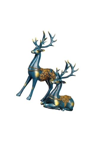 Homyl Yılbaşı Mavisi Için Çift Geyik Süs Reçine Mavi Tarif Edildiği Gibi