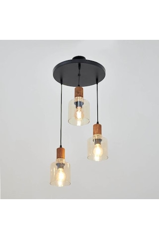 Correx Simurg 3'lü Cam Avize Kahverengi / Siyah