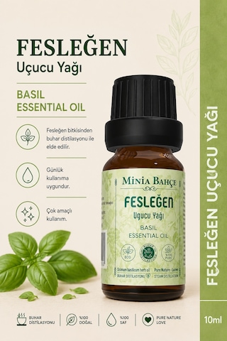 Minia Bahçe Bitki Ve Sanat Atölyesi Saf ve Katkısız Bitkisel Uçucu Fesleğen Tulsi Yağı 10 ML Minia Bahçe Bitki Ve Sanat Atölyesi Saf ve Katkısız Bitkisel Uçucu Fesleğen Tulsi Yağı 10 ML