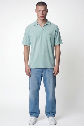Giotelli Erkek Mint Normal Kesim Regular Fit Viskon Havlu Polo Yaka Tişört