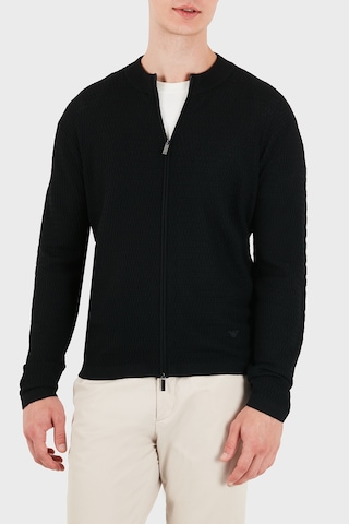 Emporio Armani Logolu % 100 Yün Regular Fit Bisiklet Yaka Hırka Erkek Hırka Em006315 Af27831 Fc039 Siyah