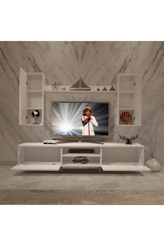 Decoraktiv Eko 7 Mdf Dvd Silver Tv Ünitesi Tv Sehpası Beyaz