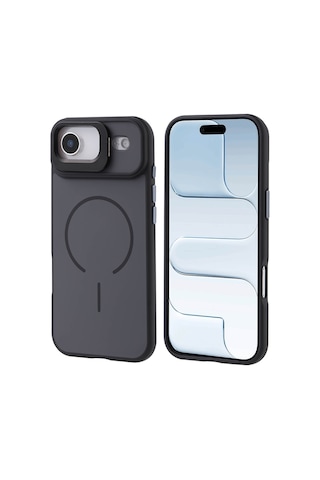 Zore Apple iPhone Uyumlu 17 Air Kılıf M-safe Şarj Özellikli Kamera Standlı Nvth Notron Kapak - Siyah