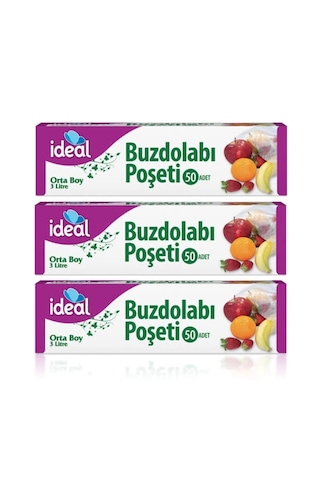 İdeal Buzdolabı Poşeti Orta Boy 3 x 50'li 24 x 33 CM