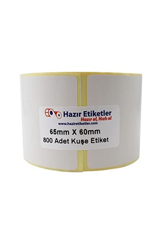 Al Hızlı Al Kuşe Etiket 65mm X 60mm Ruloda 800 Adet 40mm Çapında Baskısız Barkod Yazıcı Etiketi Diğer