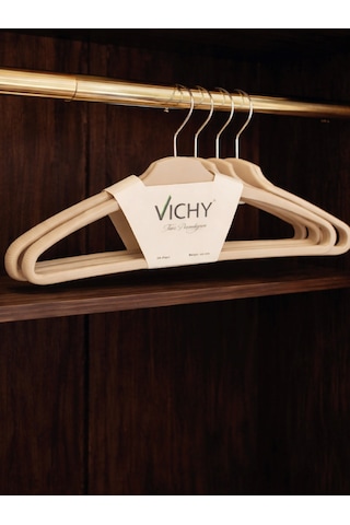 Vichy 5 Li Kaymaz Yüzeyli Askı 42,5 Cm Bej Renk Elbise & Gömlek Askısı Vch-7023 Açık Bej