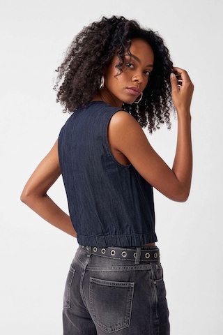 Blue White Kadın İndigo Kruvaze %100 Pamuk Denim Yelek