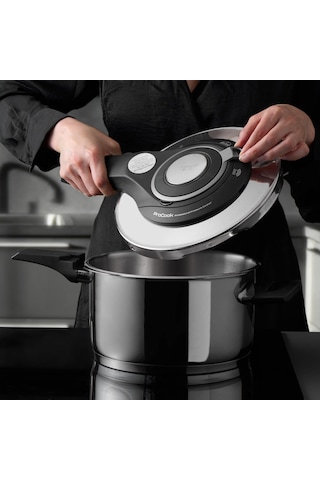 Jumbo Procook 4,5 Lt Siyah - Gri Düdüklü Tencere Gümüş - Siyah