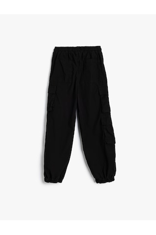 Koton Jogger Paraşüt Pantolon Cepli Beli Bağlamalı Pamuklu Siyah 5wkb40013tw Siyah