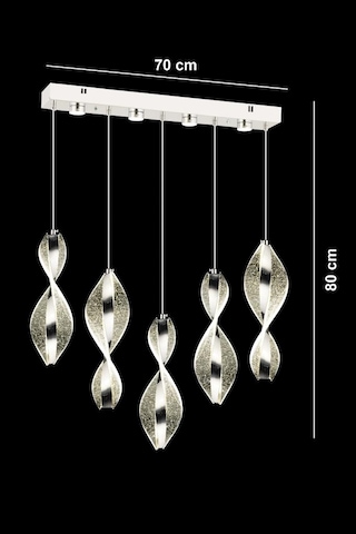 İstanbul Avize Mars 5'li Yemek Masası Gümüş Kumandalı Led 3 Renk Modern Ledli Avize