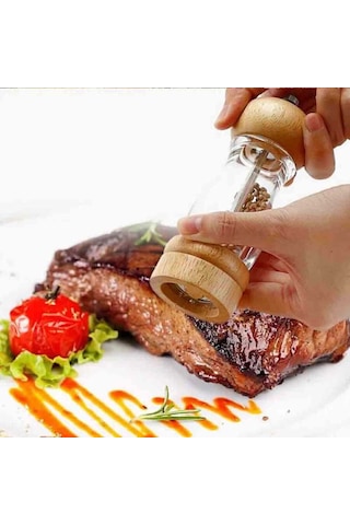 Akrilik Ahşap Biber Değirmeni Çelik 16 Cm Çok Renkli