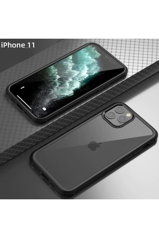 Apple Uyumlu iPhone 11 Pro Max 9H Full Cam 360° Kamera Koruma Tam Koruma Kılıf