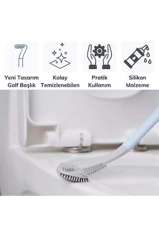 Buffer Golf Tasarımlı Silikon Wc Klozet Mutfak Temizlik Fırçası Kanca Hediyeli Siyah
