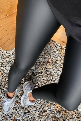 Incebelli Kadın Siyah Mat Deri Taytsiyah Matm Siyah