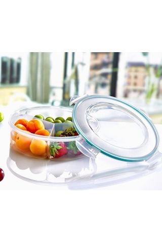 3 Bölmeli Sızdırmaz Contalı Kilitli Kapaklı 1,35 Litre Yuvarlak Erzak Saklama Kabı Lc-500 4741