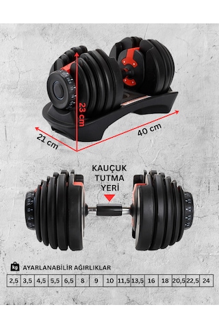 Ayarlanabilir Dambıl Seti - 24kg Tek Adet
