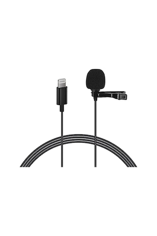 Lavalier Apple Uyumlu iPhone  iPod Yaka Mikrofon Canlı Yayın Youtube Video -049 Siyah