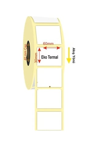 Hastane Tahlil Etiketi Kan Eko Termal 30x60 1000'li Hastane Tahlil Etiketi Kan Eko Termal 30x60 1000'li