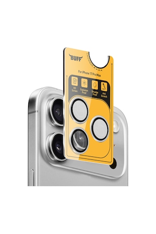 Buff Apple Uyumlu iPhone 17 Pro Max Metal Kamera Lens Koruyucu Silver Gümüş