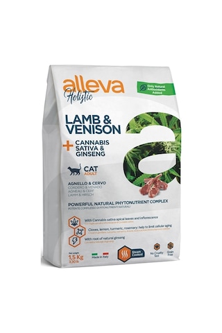 Alleva Holistik Tahılsız Canabis-Ginseng Kuzu ve Geyik Etli Yetişkin Kedi Maması 1500 G Alleva Holistik Tahılsız Canabis-Ginseng Kuzu ve Geyik Etli Yetişkin Kedi Maması 1500 G