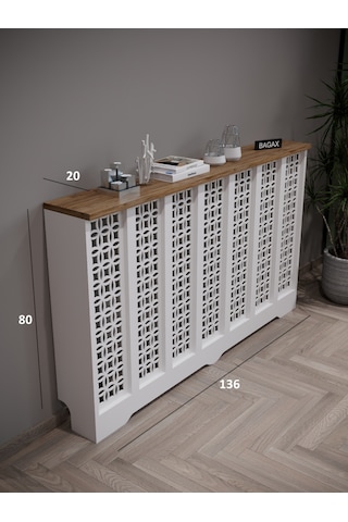 Ayasofya Model Beyaz Üstü Çam Renk 136 CM Petek Kaplama Dresuar Çam