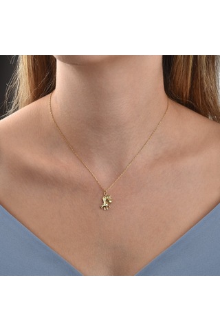 14 Ayar Mikron Altın Kaplama Midilli Atı Gümüş Kolye - Çocuk Ve Genç Kız Hediye Kolyesi - Cns00670 Altın