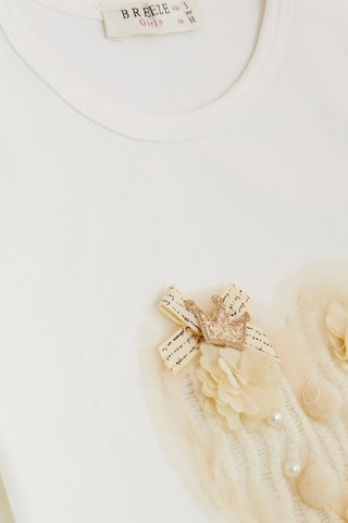 Breeze Kız Çocuk Uzun Kollu Tişört Ponponlu İncili 1-4 Yaş, Ekru Ekru