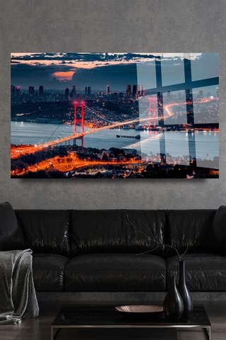 Harika Istanbul Manzaralı Kırılmaz Cam Tablo, Ev Ofis Hediyesi Yüksek Çözünürlüklü 4mm Cam Tablo