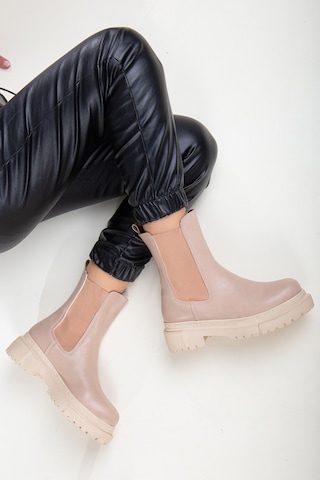 D1850 Kadın Yanı Lastikli Ortopedik Bot Bootie Nut