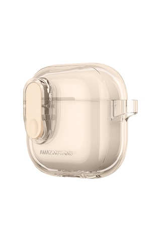 Apple Uyumlu AirPods 4 Kılıf Amazingthing Magnetik Kilit Tasarımlı Minimal Serisi Kılıf Desert Titanyum