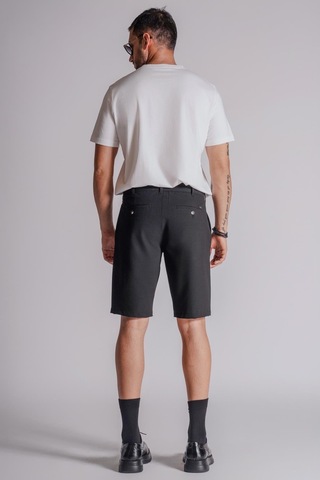 Braccas Erkek Yandan Cepli Klasik Bel Slim Fit Chino Şort Siyah Siyah