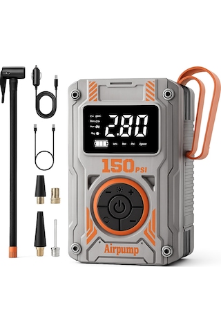 150 Psı Şarjlı Dijital Hava Kompresörü Led Ekranlı Taşınabilir Airpump