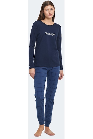 Slazenger PAOLINA IN Kadın Pamuklu Lacivert / Turkuaz Pijama
