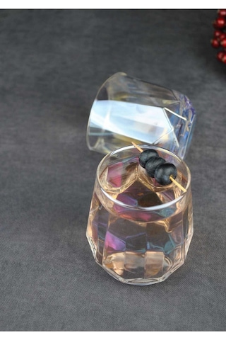 2 Adet Hologramlı Cam Bardak Meşrubat Su Bardağı 330 Ml - Dıamond Hologram Bardak