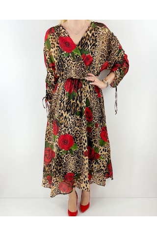 Modaonna Kadın Çiçek Desenli Şifon Elbise Çok Renkli