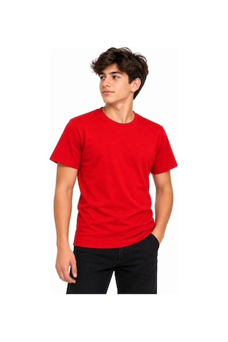 Erkek Çocuk Basic Bisiklet Yaka Kısa Kollu Slim Fit Yazlık Tişört Çok Renkli