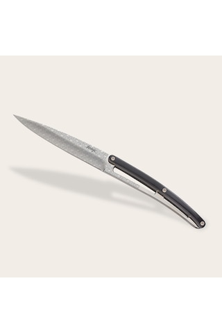 6 Deejo Steak Knives, Ebony Wood / Geometrie Siyah