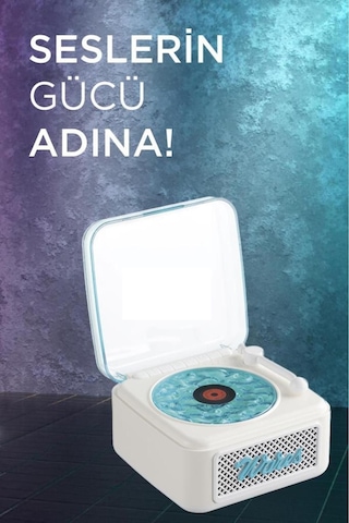 Nostalji Plak Görünüm Mini Dekor Waves Bt Işıklı Müzik Çalar Saat Tf Kart Aux Özellikli