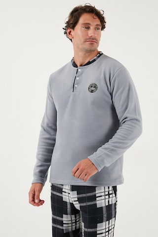 Buratti Regular Fit Bisiklet Yaka Kışlık Yumuşak Dokulu Polar Erkek Pijama Takımı 6096100 Gri