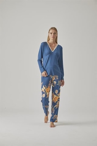 Relax Mode Kadın V Yaka Pijama Takımı - 10773 Mavi