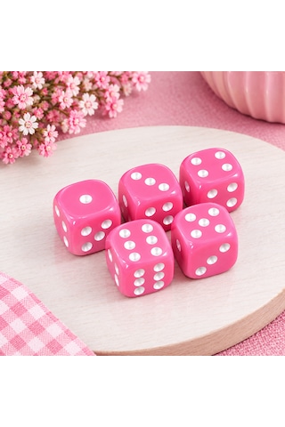 Sera 16 Mm Pembe Okey Zarı 6'lı Set Renkli Plastik Oyun Zarı