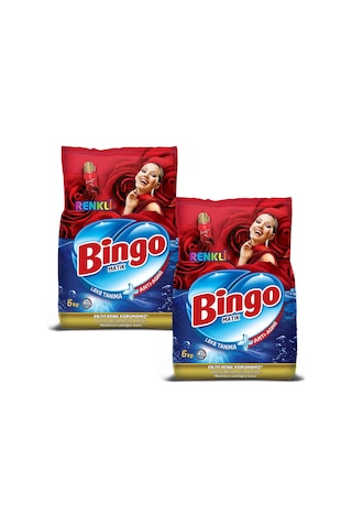 Bingo Matik Lovely Parfümlü Renkliler için Toz Çamaşır Deterjanı 2 x 6 KG