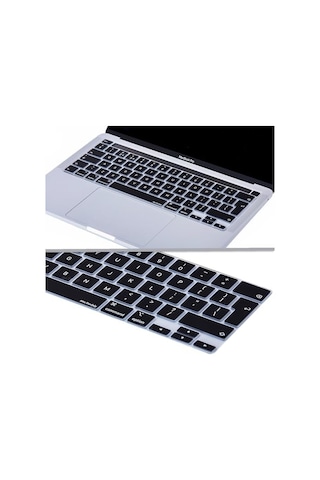 Macbook Pro Avrupa İngilizce Klavye Koruyucu Uk Iso Ters L Enter A2338 M1 M2 A2251 A2289 A2141 Uyumlu Silikon Keyboard Cover Touch Bar Siyah